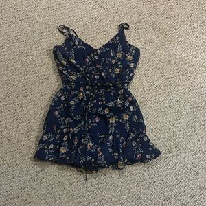 Dark blue with flowers romper, size medium